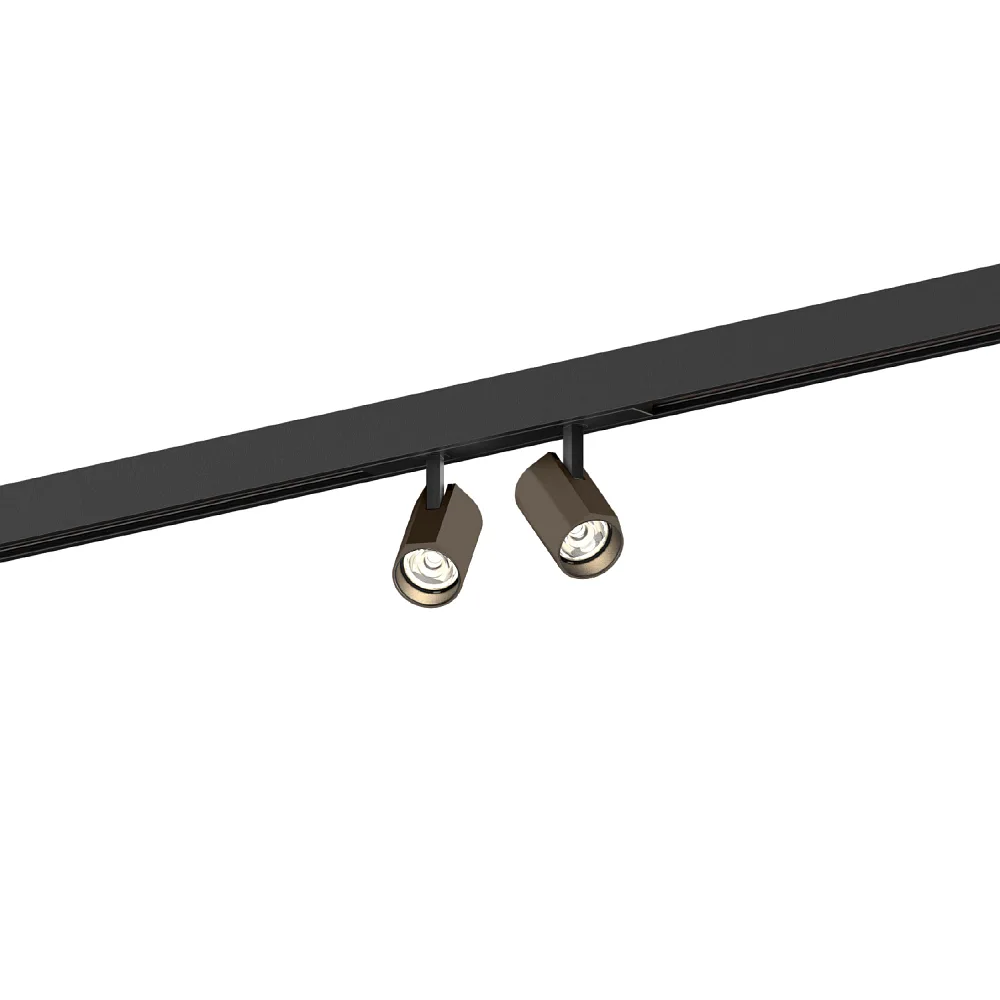 Wever & Ducré Spot sur rail CENO ON STREX 2.0 à 2 lumières, avec adaptateur IP20 – bronze noir mat, 2700 K, non