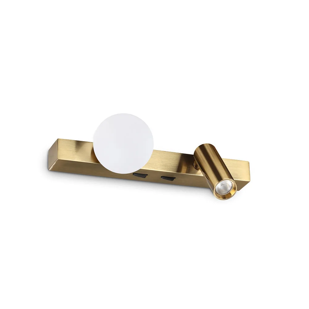 Ideal Lux Applique murale PING PONG avec spot LED IP20 – Laiton