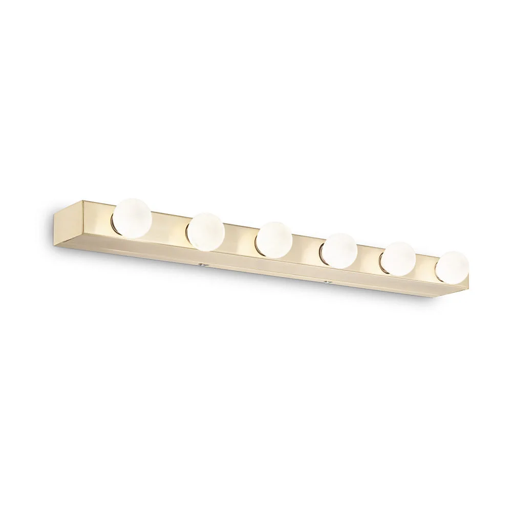 Ideal Lux Applique pour miroir PRIVÈ, IP20, à 6 lumières, largeur 60.5cm, E14 – Laiton