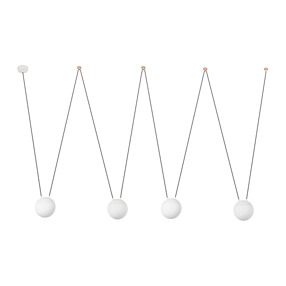 FARO BARCELONA Pendelleuchte MINE 4-flammig E27 IP20, Aluminium, Glas, Holz – Weiß matt