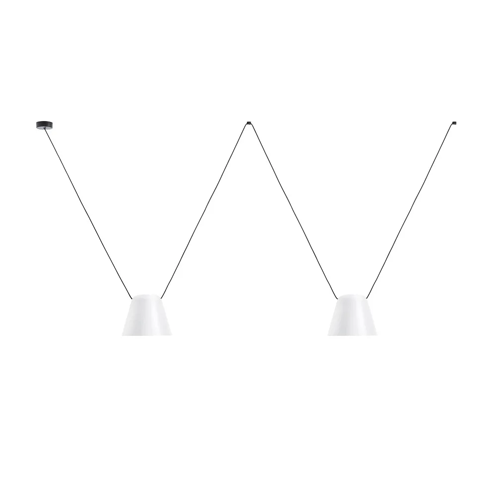 LEDS C4 Pendant luminaire ATTIC 2 2 flames, conical E27 IP20, L: 200 cm, Ø∕ W∕ H: 24∕ 24∕ 75 cm – white
