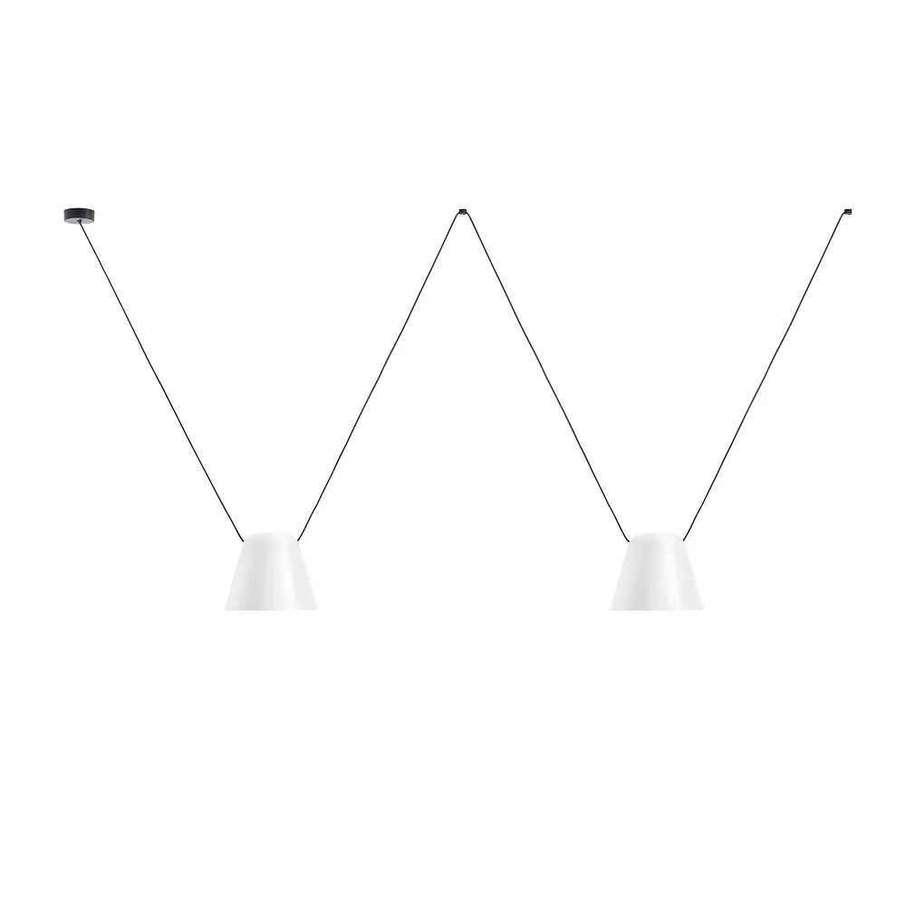 LEDS C4 Pendant luminaire ATTIC 3 3 flames, conical E27 IP20, cable length: 300 cm, Ø/W/H: 24/24/75 cm – white