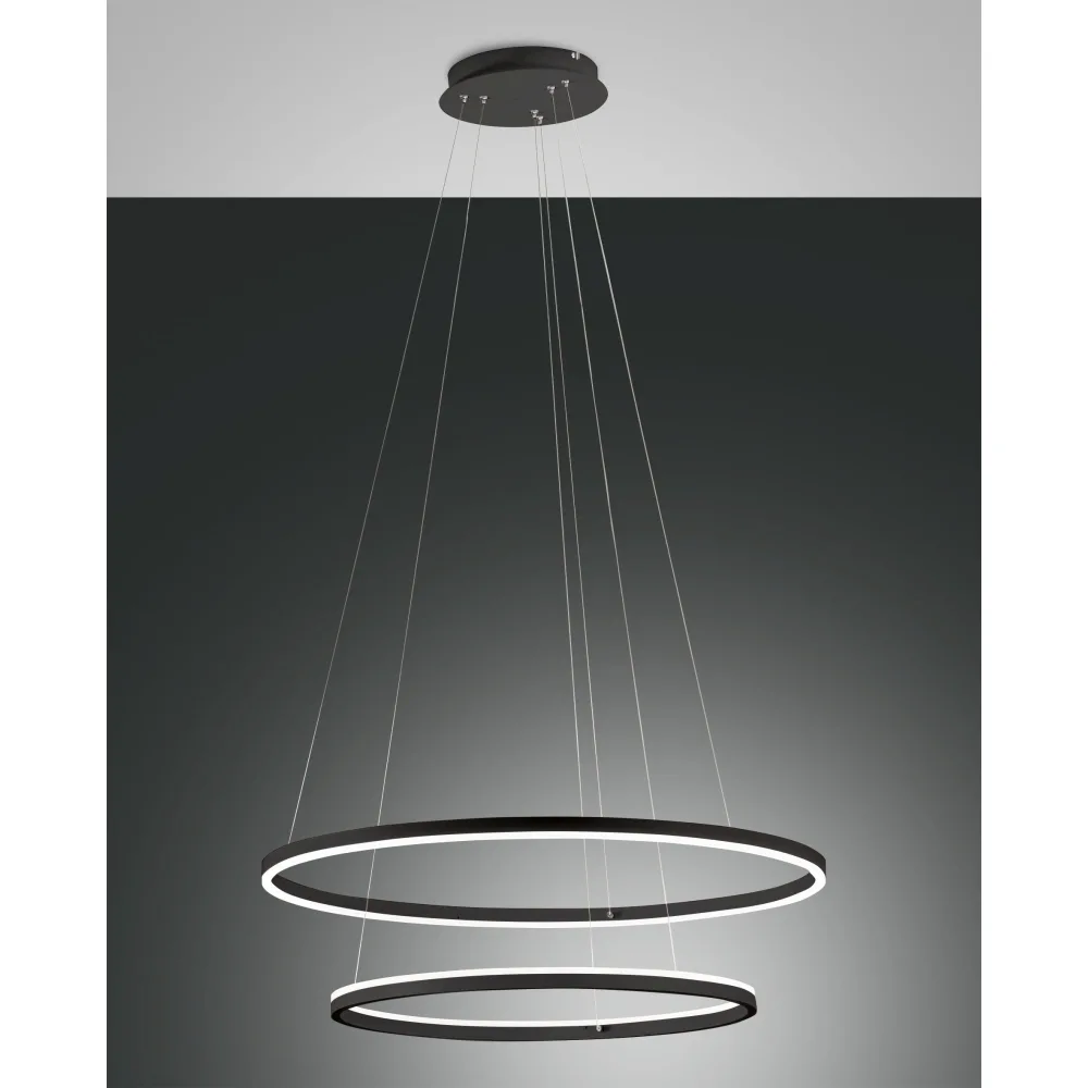 Fabas Luce LED pendant luminaire GIOTTO, 37+28W, 3000K, 4030+3020lm, IP20, Smartluce compatible – satined black