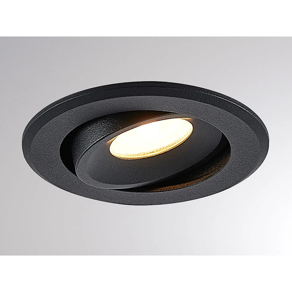 [MOL-222-00131] Molto Luce Einbauleuchte AGON FLAT ROUND IP20, schwarz dimmbar 5W 505lm 3000K 55°, Ø/H: 8/3,4 cm