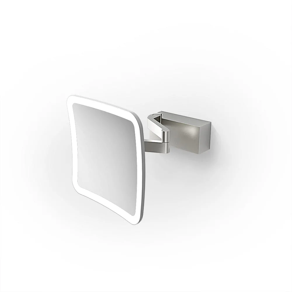 Decor Walther Spiegel mit Beleuchtung VISION S, Spiegel mit 5-facher Vergrößerung, IP44, Edelstahl matt