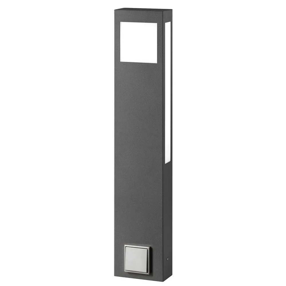 CMD Außenstehleuchte AQUA PAULO inkl. Steckdose, eckig, 80cm, IP44, 2G11, Edelstahl / Opalglas, anthrazit