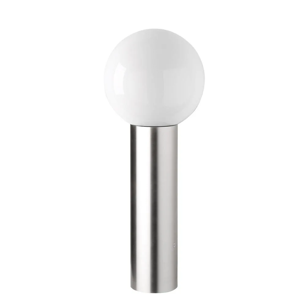CMD Outdoor floor luminaire AQUA BALL, IP44, E27, stainless steel / opal glass, height 60cm