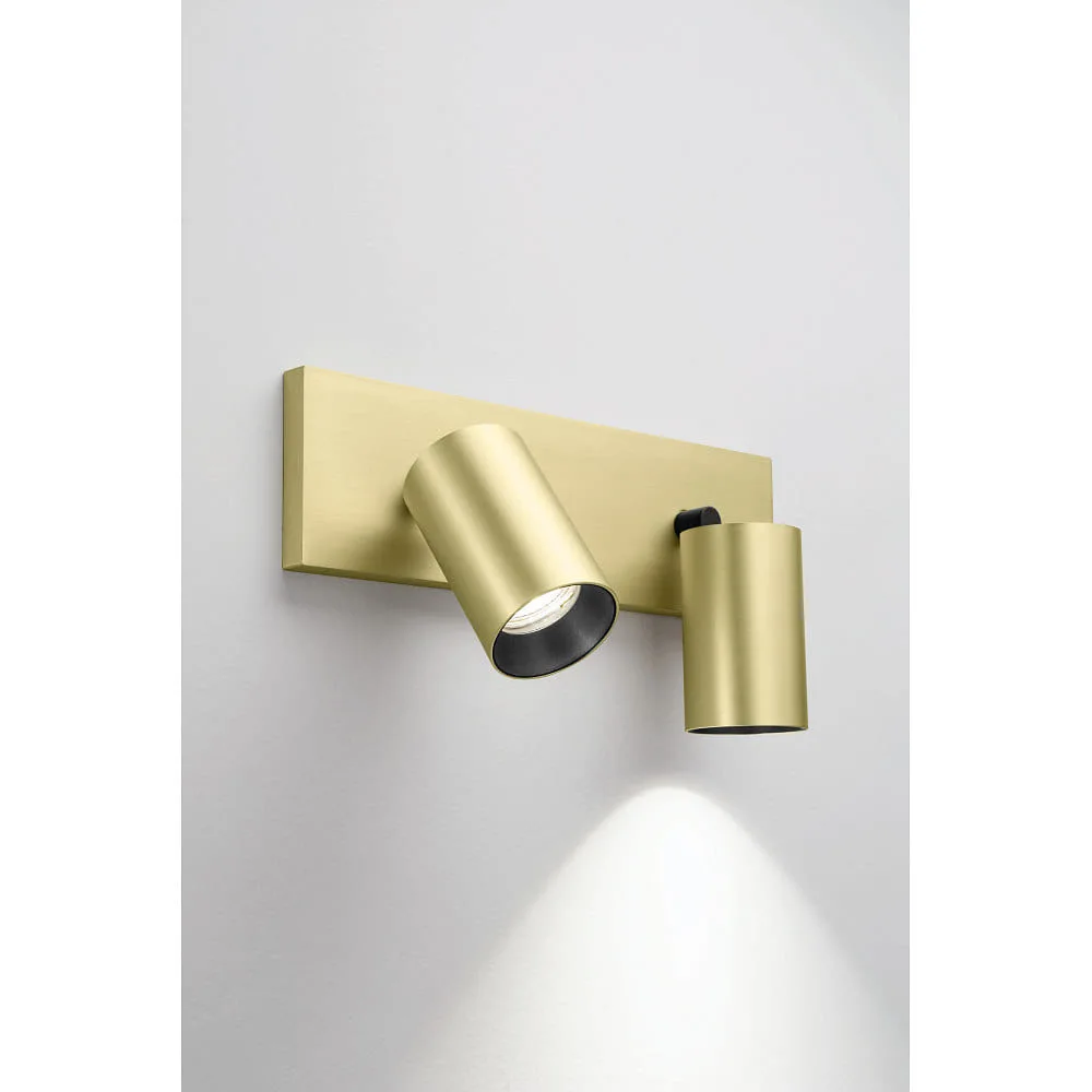 LaMiaLuce Spotlight bar FLORES 2-light, long GU10 IP20, dimmable – black satined brass