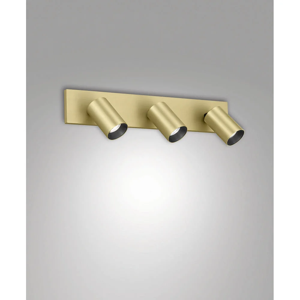 LaMiaLuce Barre de spots FLORES 3 lumières, longue GU10 IP20, dimmable – noir laiton satiné