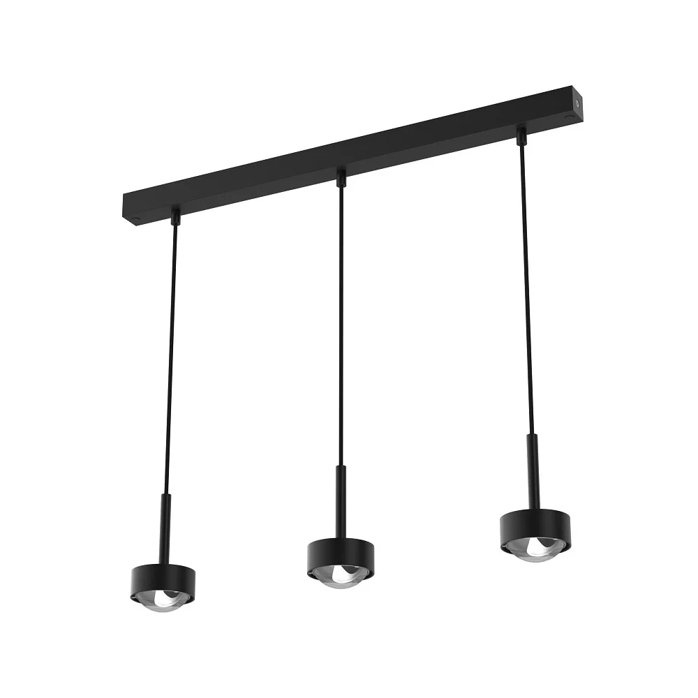 [TOP-8-6058032-BE] Top Light Suspension PUK MINI CHOICE LONG ONE (COB LED) vers le bas, 3 lumières, rigide, sans lentille IP20, dimmable (noir mat)