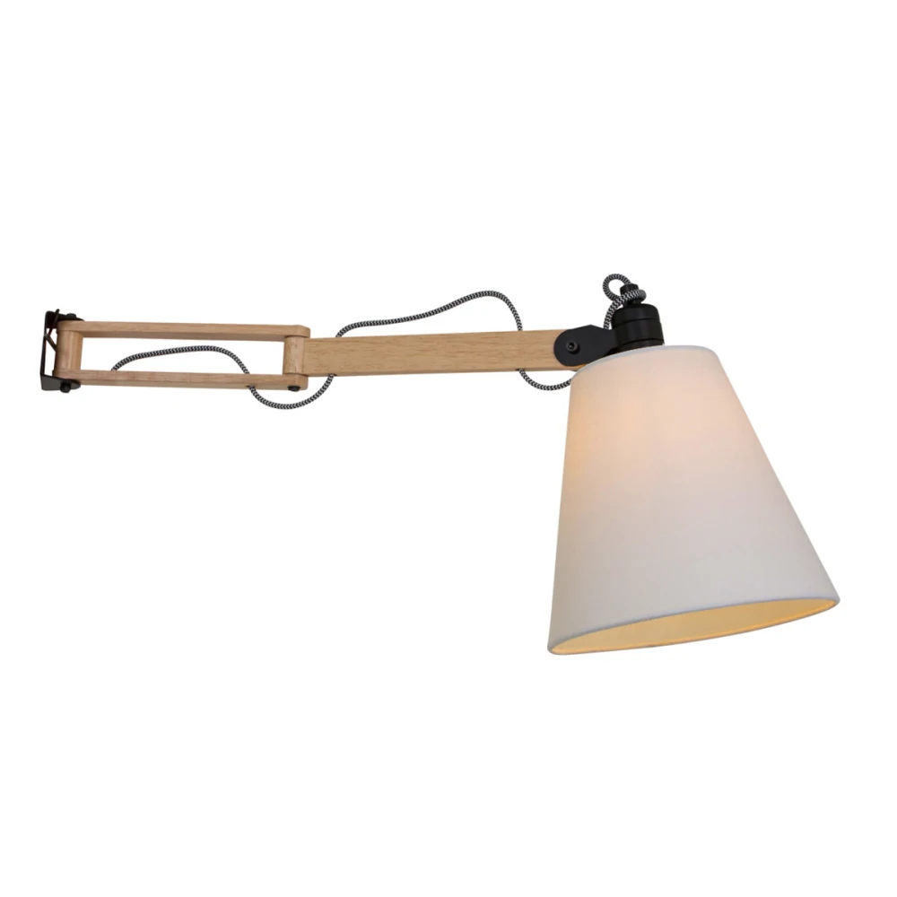 [STE-8853BE] Mexlite Wall luminaire DION, 1-light, beech, total-W∕ H∕ D: 20∕ 24∕ 55 cm, shade-Ø∕ H: 20∕ 20 cm, shade top-Ø: 10.5 cm, outreach max.-L: 46 cm, wall connection-W∕ H∕ D: 2∕ 5.2∕ 2 cm
