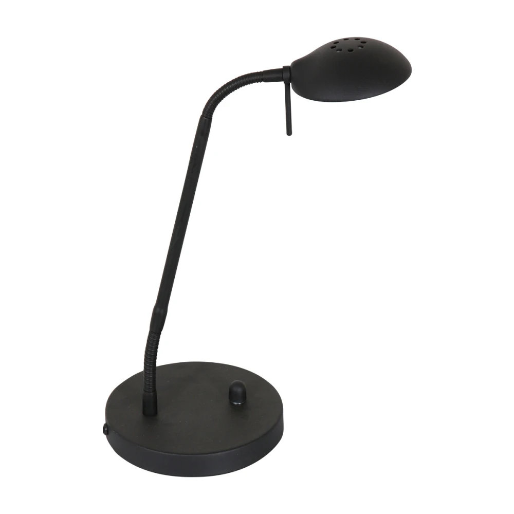Mexlite Lampe à poser BIRON avec interrupteur, avec bras flexible IP20, noir mat, dimmable