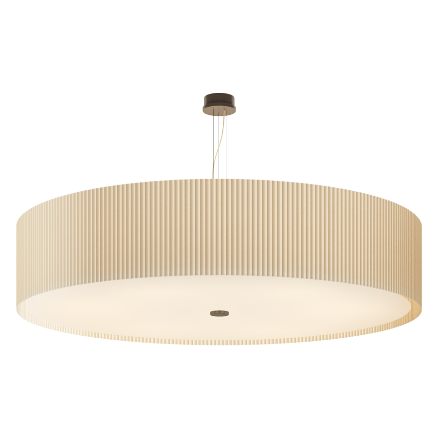 E3 VICTORIA Pendant Lamp in Pleated Fabric Entirely Handmade in Italy (KRM83FCVBOTERM White, Matt White Pongè Fabric 041, NOTHING, FROSTED WHITE, Glossy Pearl White Textile Cable 2x0,75 round - silk effect fabric - RM01, 1,5 meters, NO DIMMABLE BULBS, 2700K)
