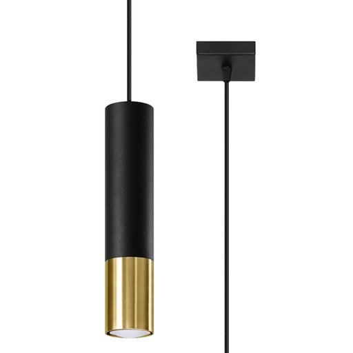 [SL.0952] LOOPEZ 1 Black &amp; Gold Suspension Lamp