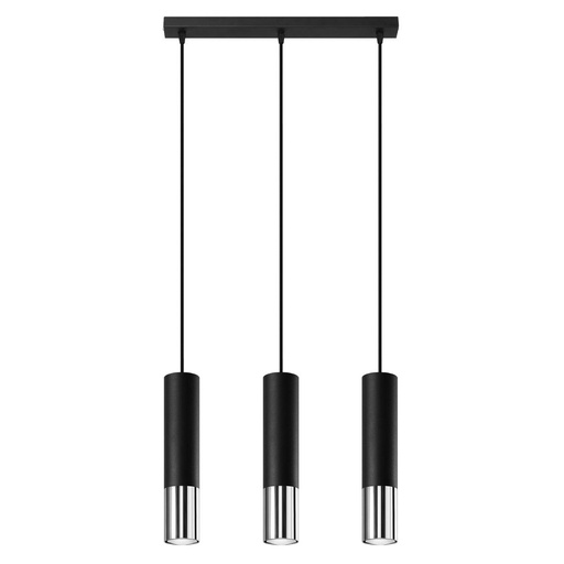 [SL.0942] LOOPEZ 3L pendant lamp black/chrome