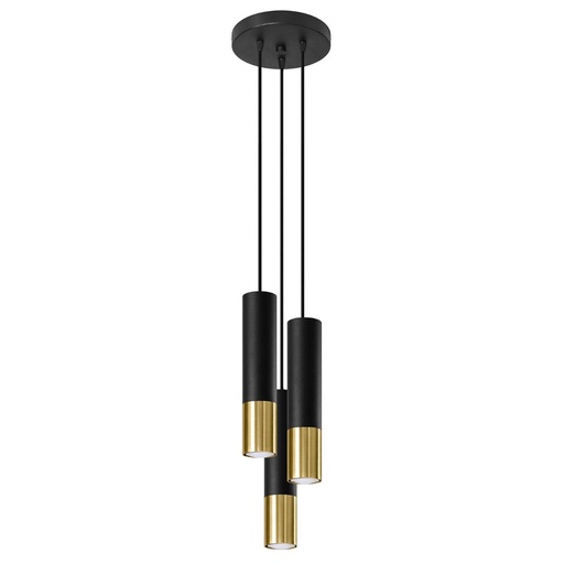 [SL.0955] LOOPEZ 3P Black &amp; Gold Suspension Lamp