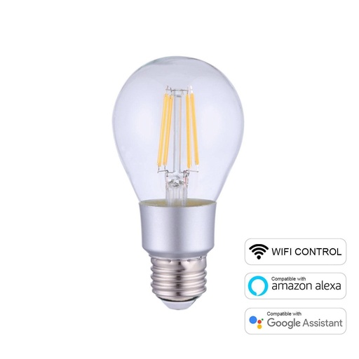 [8055681815025] LED bulb SMART WI-FI Transparent A60 Straight Filament Drop 6W