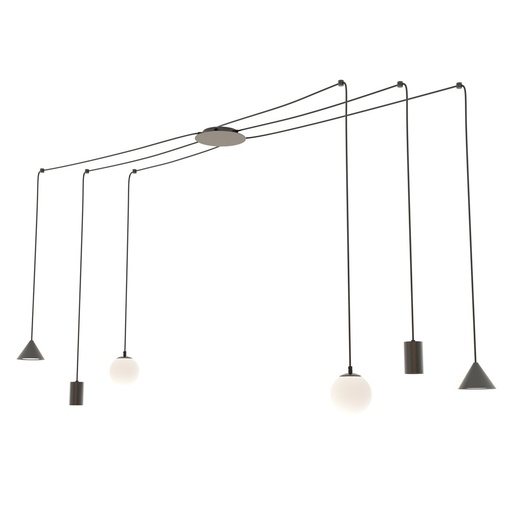 Fuji 6 Black pendant lamp