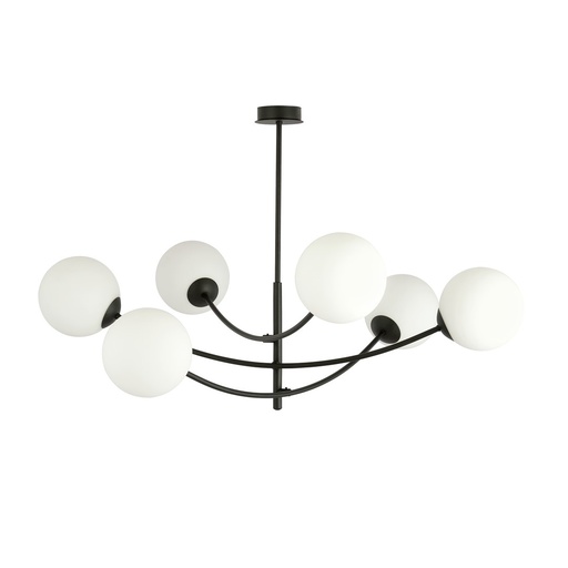 [1102/6] Hunter 6 Black/Opal ceiling lamp