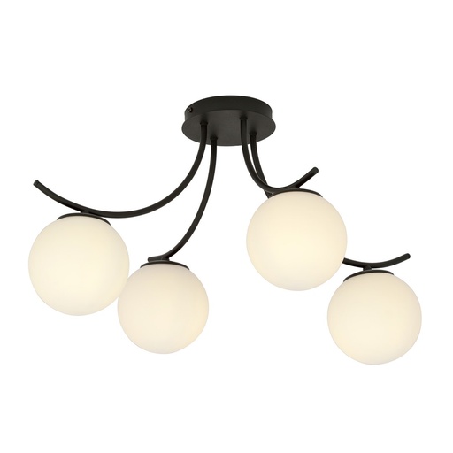 [1109/4] Boston 4 Black/Opal ceiling lamp