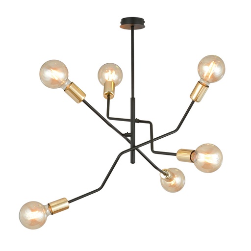 [1125/6] Bolt 6 Black Gold ceiling lamp