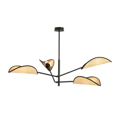 [1160/4] Vene 4 Black/Rattan ceiling lamp