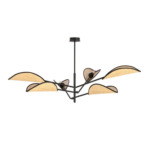 [1160/6] Vene 6 Black/Rattan ceiling lamp