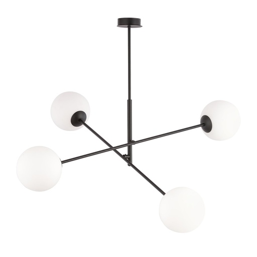 [1169/4] Linear 4 Black/Opal pendant lamp