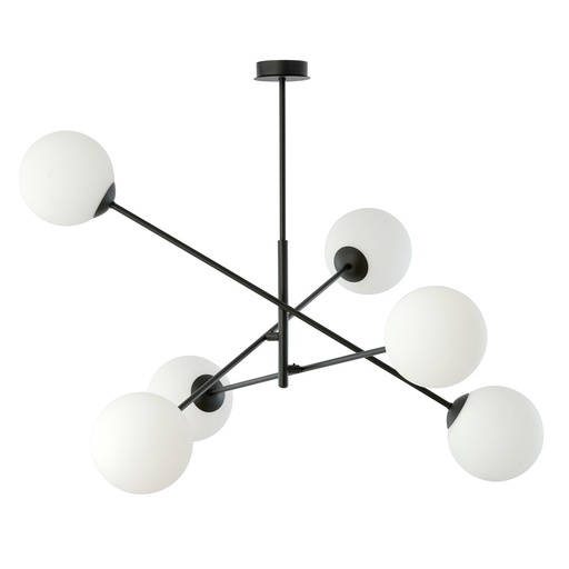 [1169/6] Linear 6 Black/Opal pendant lamp