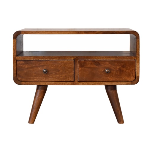 [IN1748] Mini Chestnut Curved Media Unit with 2 Drawers
