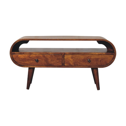 [IN3608] Chestnut Circular TV Stand