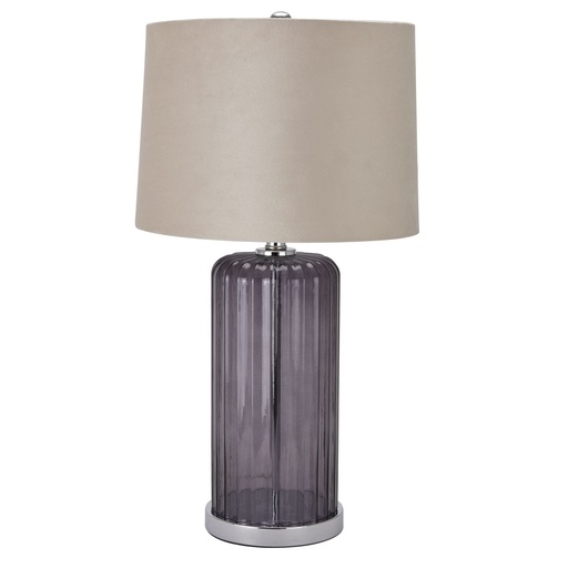 [22071] Alberta Metallic Glass Lamp With Velvet Shade