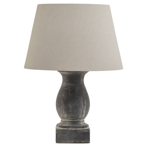 [23020] Amalfi Grey Pillar Table Lamp With Linen Shade