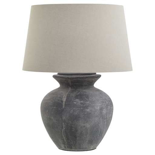 [23025] Amalfi Grey Round Table Lamp With Linen Shade