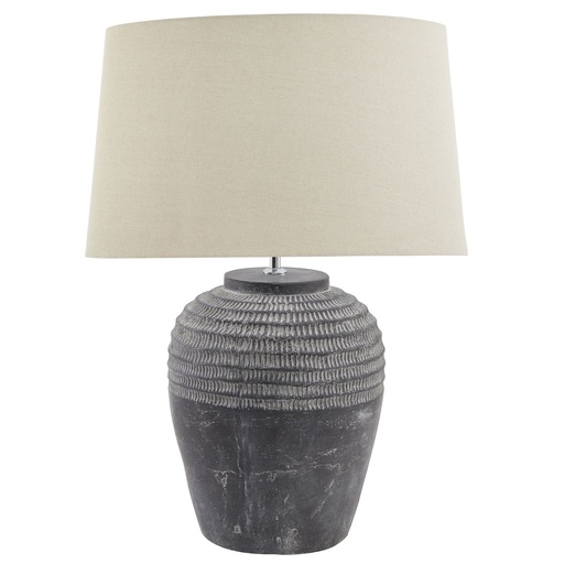 [22912] Amalfi Grey Stone Carved Lamp