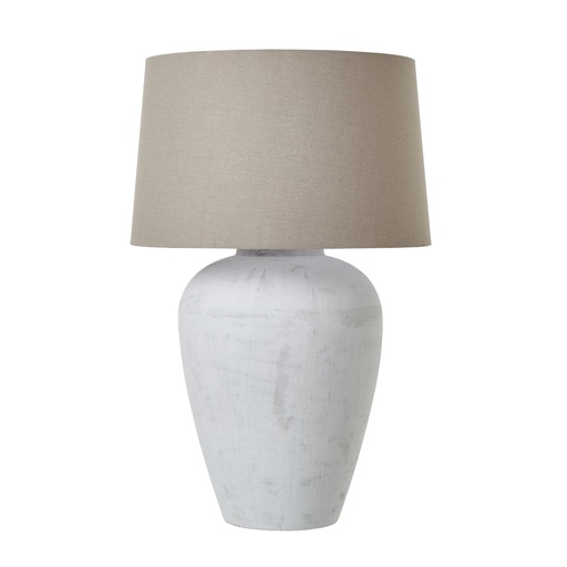 [23017] Athena Aged Stone Tall Table Lamp With Linen Shade