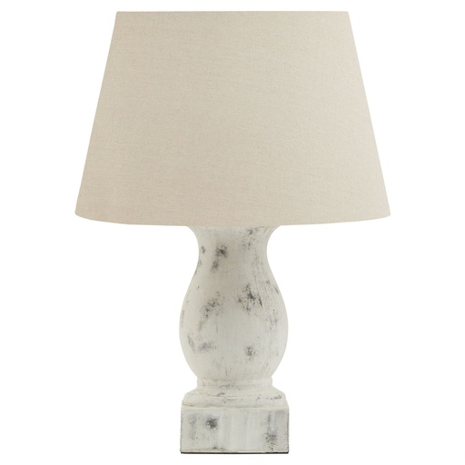 [23019] Darcy Antique White Pillar Table Lamp With Linen Shade
