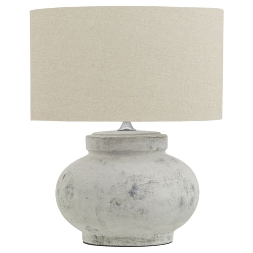 [23015] Darcy Antique White Squat Table Lamp With Linen Shade