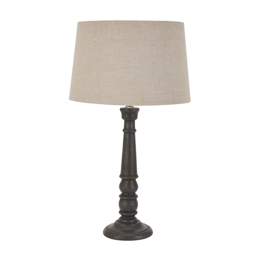 [22667] Delaney Grey Bead Candlestick Lamp With Linen Shade