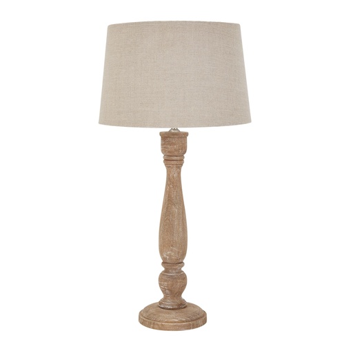 [22668] Delaney Natural Wash Candlestick Lamp With Linen Shade