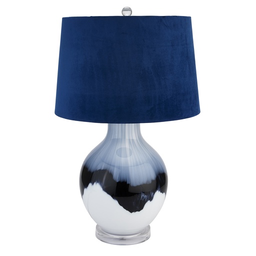 [22644] Ice Shadows Table Lamp With Navy Blue Lampshade