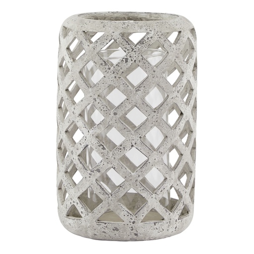 [23661] Large Grey Stone Effect Hurricane Lantern