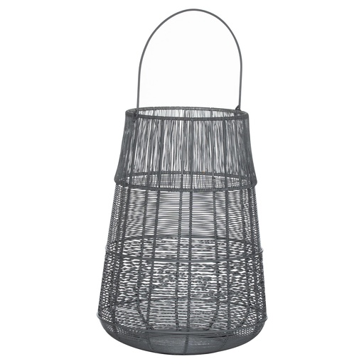 [21682] Large Wire Silver And Grey Glowray Conical Lantern