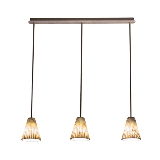 OR28 Suspension Lamp with Three Carrara Marble Lampshades Entirely Handmade in Italy
